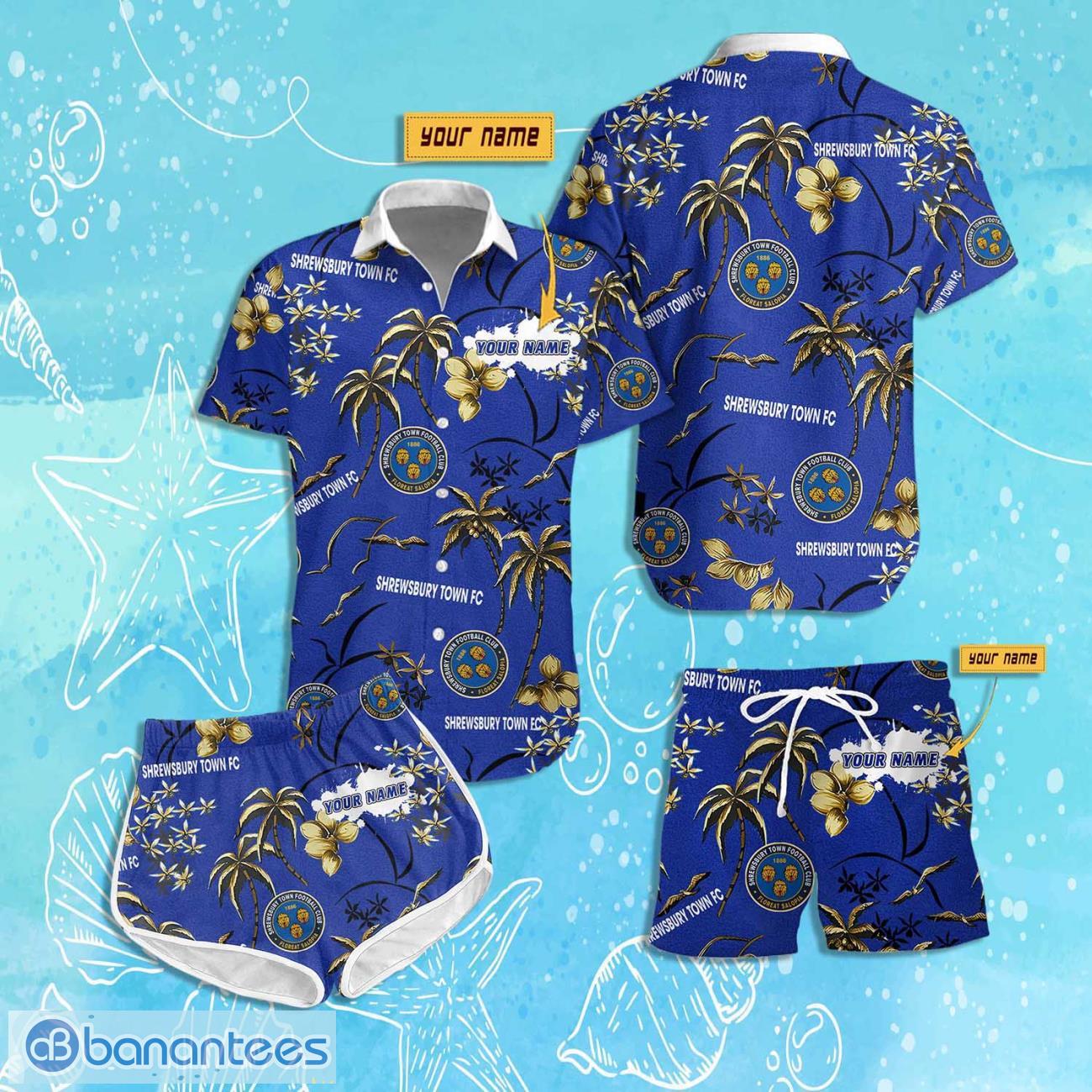 Shrewsbury Town Hawaiian Shirt & Short Custom Name 2024 Men Women Summer Beach Product Photo 1