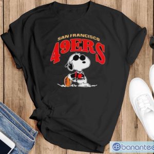 Snoopy San Francisco 49ers Football Fan Shirt - Black T-Shirt