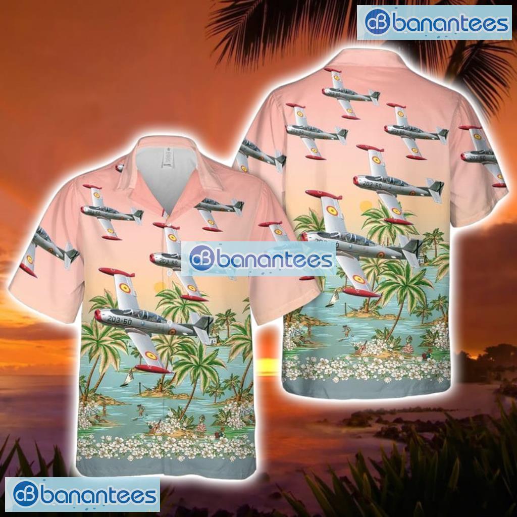 Spanish Air Force Hispano Ha-200 Button Down Hawaiian Shirt Trend Summer Product Photo 1