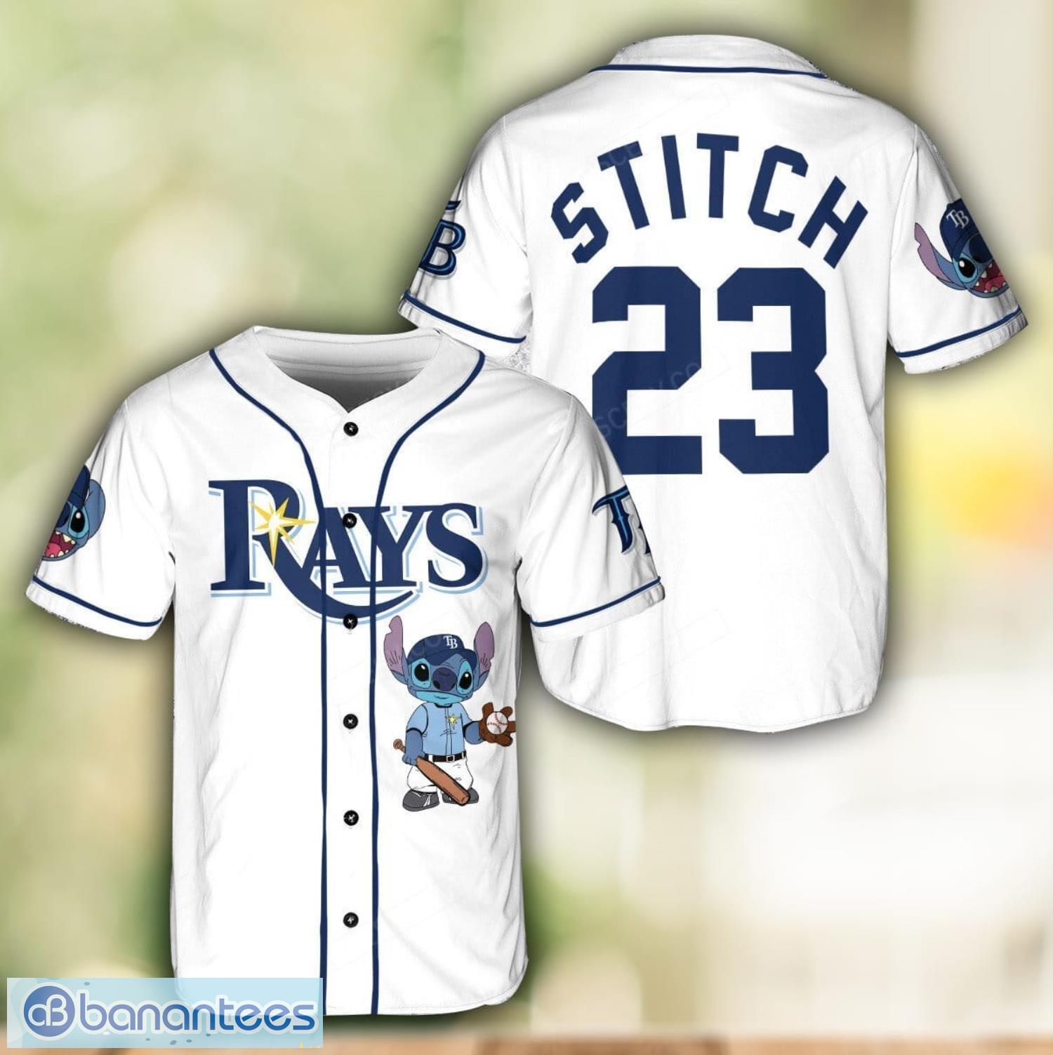 tampa bay rays lilo and stitch 3d baseball jersey shirt for men and women custom name number image Tampa Bay Rays Lilo and Stitch 3D Baseball Jersey Shirt For Men And Women Custom Name Number Product Photo 1