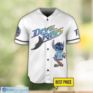 Tampa Bay Rays Lilo and Stitch White Baseball Jersey Shirt For Stitch Lover Custom Name Number Product Photo 2