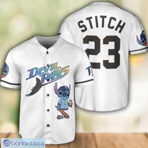 Tampa Bay Rays Lilo and Stitch White Baseball Jersey Shirt For Stitch Lover Custom Name Number Product Photo 1