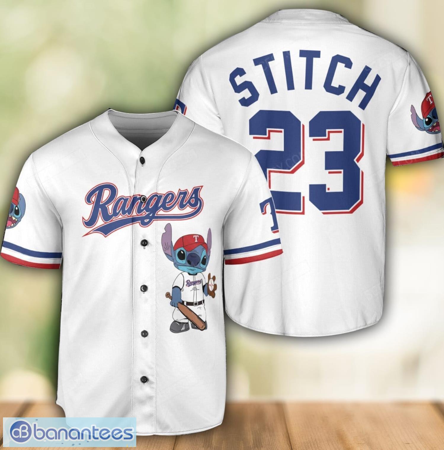 texas rangers lilo and stitch white baseball jersey shirt for stitch lover custom name number image Texas Rangers Lilo and Stitch White Baseball Jersey Shirt For Stitch Lover Custom Name Number Product Photo 1