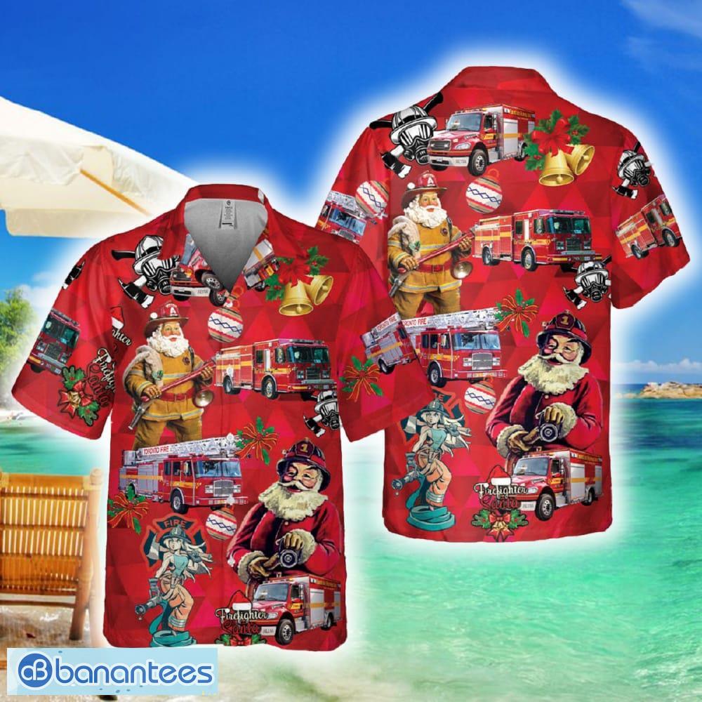 TORONTO FIRE SERVICES (TFS), ONTARIO FLEET Christmas Pocket Hawaiian Shirt - TORONTO FIRE SERVICES (TFS), ONTARIO FLEET Christmas Pocket Hawaiian Shirt