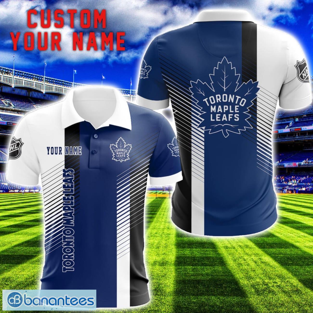 toronto maple leafs team striped style 3d printed polo shirt for fans custom name image Toronto Maple Leafs Team Striped Style 3D Printed Polo Shirt For Fans Custom Name Product Photo 1