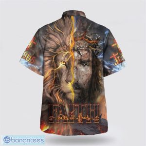 Jesus Praying Lion Christian Cross Faith Hawaiian Shirt Holiday Summer Gift Product Photo 2