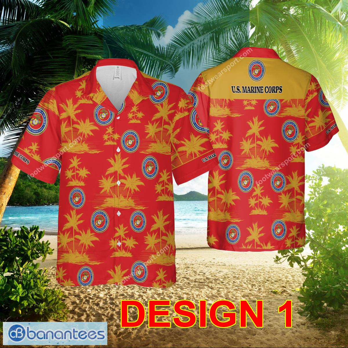 US Marine Corps Hawaiian Shirt Pattern For Men And Women - Style 1 US Marine Corps AOP Hawaiian Shirt For Men And Women