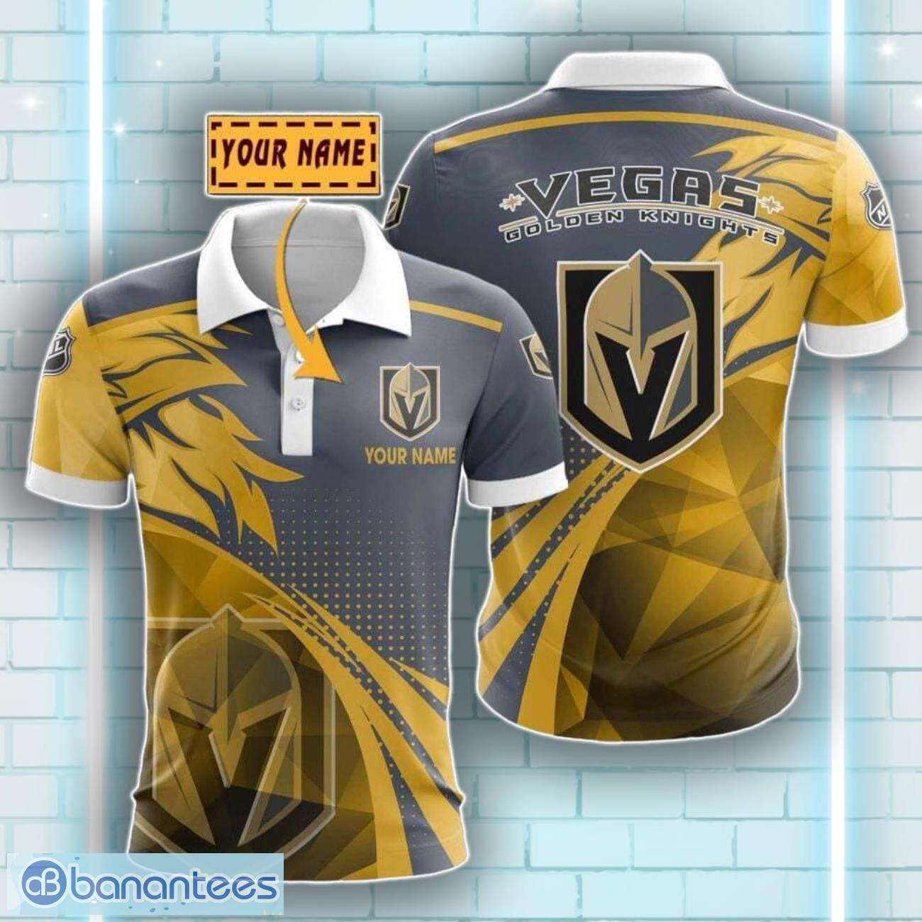 Vegas Golden Knights NHL Team Color Flame Pattern Custom Name Edition For Men Women Product Photo 1
