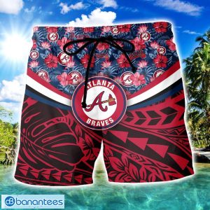 Atlanta Braves Tropical Flower vintage Pattern Hawaiian Shirt And Shorts Personalized name Number Product Photo 3
