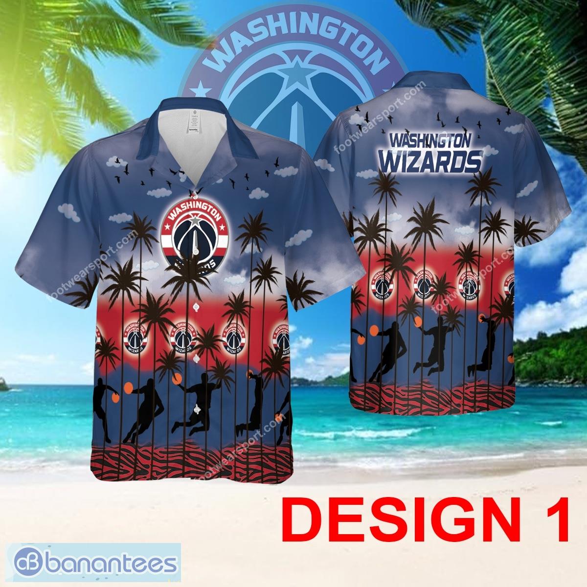 Washington Wizards Hawaiian Shirt Pattern Coconut Tree AOP For Men And Women - Design 1 NBA Washington Wizards Hawaiian Shirt Tree Pattern