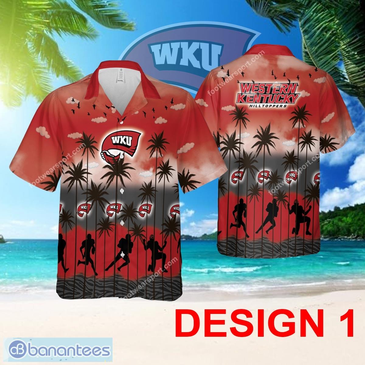 Western Kentucky Hilltoppers AOP Hawaiian Shirt Pattern Coconut Tree Gift Summer - Design 1 NCAA Western Kentucky Hilltoppers Hawaiian Shirt Tree Pattern