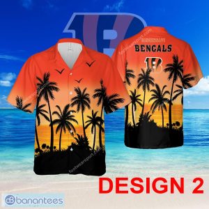Cincinnati Bengals AOP Hawaiian Shirt Pattern Coconut Tree Gift Summer - Design 2 NFL Cincinnati Bengals Hawaiian Shirt Tree Pattern