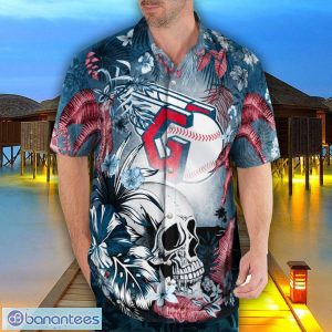 Cleveland Guardians Tropical Floral Skull 3D Hawaiian Shirt Beach Shirt Halloween Gift Product Photo 4