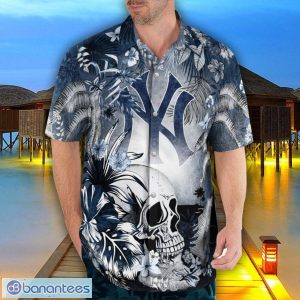 New York Yankees Tropical Floral Skull 3D Hawaiian Shirt Beach Shirt Halloween Gift Product Photo 4