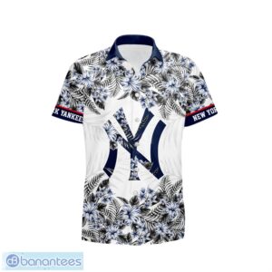 New York Yankees Hibiscus Plumeria Flower 3D Printed Hawaiian Shirt Product Photo 2