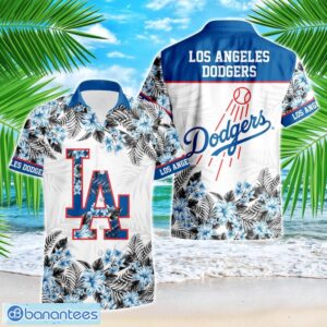 Los Angeles Dodgers Hibiscus Plumeria Flower 3D Printed Hawaiian Shirt Product Photo 1