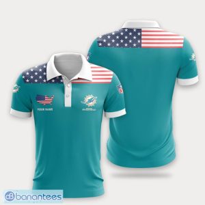 Miami Dolphins Flag Pattern And Sport Team Logo 3D Polo Shirt Custom Name For Fans Product Photo 1