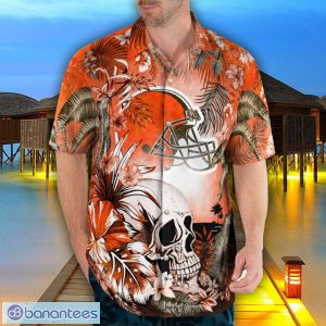 Cleveland Browns Tropical Floral Skull 3D Hawaiian Shirt Beach Shirt Halloween Gift Product Photo 4