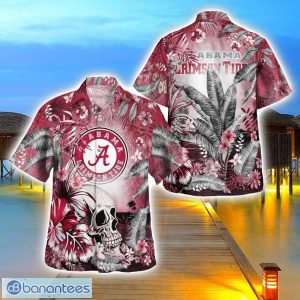 Alabama Crimson Tide Tropical Floral Skull 3D Hawaiian Shirt Beach Shirt Halloween Gift Product Photo 1