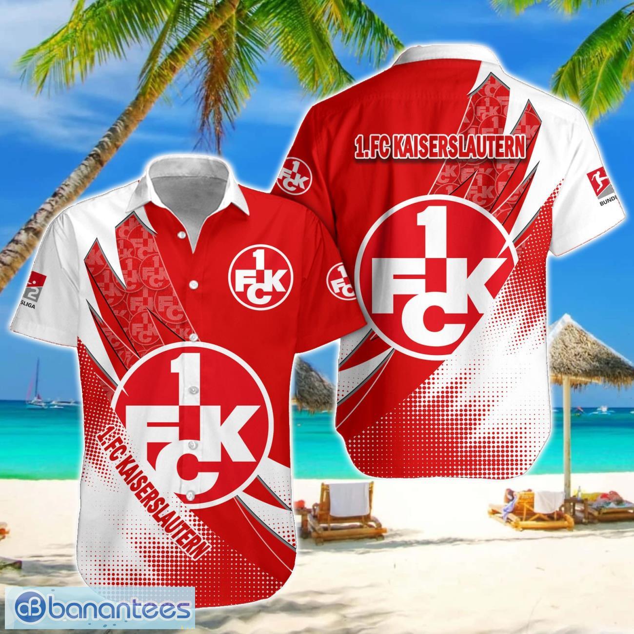 1 fc kaiserslautern team logo 3d hawaiian shirt for fans image 1. FC Kaiserslautern Team Logo 3D Hawaiian Shirt For Fans Product Photo 1