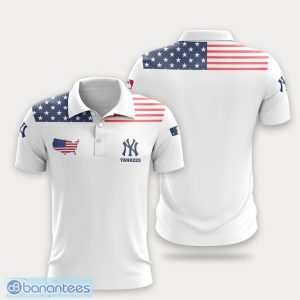 New York Yankees Flag Pattern And Sport Team Logo 3D Polo Shirt Custom Name For Fans Product Photo 1