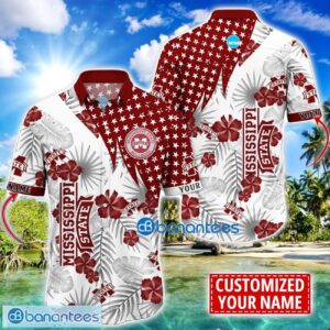 Mississippi State Bulldogs Star and Flower Pattern Tropical Hawaiian Shirt Summer Gift For Men Women Custom Name Product Photo 1