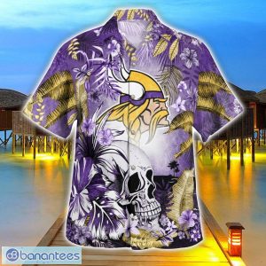 Minnesota Vikings Tropical Floral Skull 3D Hawaiian Shirt Beach Shirt Halloween Gift Product Photo 3
