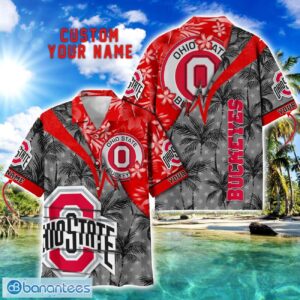 Ohio State Buckeyes Hawaii Shirt Vintage coconut Pattern Tropical Hawaiian Football Beach Shirts Custom Name Product Photo 1