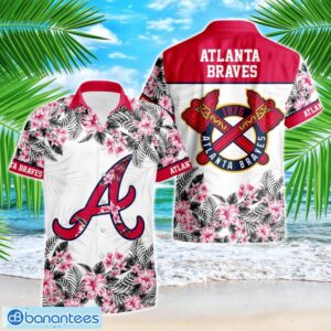 Atlanta Braves Hibiscus Plumeria Flower 3D Printed Hawaiian Shirt - White Product Photo 1