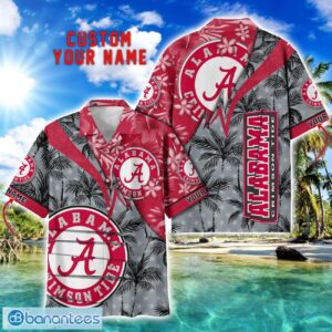 Alabama Crimson Tide Hawaii Shirt Vintage coconut Pattern Tropical Hawaiian Football Beach Shirts Custom Name Product Photo 1