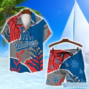 Los Angeles Dodgers Team Logo Colorful Pattern Hawaiian Shirt And Shorts Set Product Photo 1