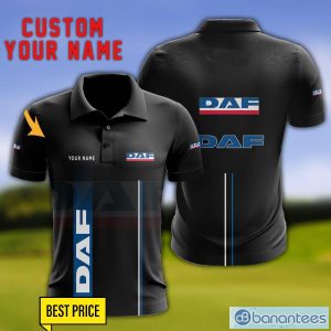 DAF Trucks 3D Polo Shirt Personalized Name For Fans Black Polo Shirt Product Photo 1