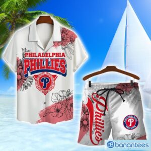 Philadelphia Phillies Team Logo Pattern White Background 3D Hawaiian Shirt And Shorts Product Photo 1
