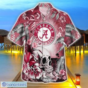 Alabama Crimson Tide Tropical Floral Skull 3D Hawaiian Shirt Beach Shirt Halloween Gift Product Photo 3
