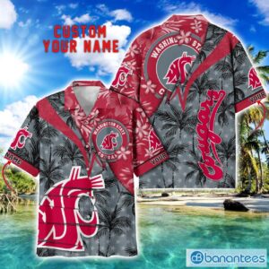 Washington State Cougars Hawaii Shirt Vintage coconut Pattern Tropical Hawaiian Football Beach Shirts Custom Name Product Photo 1