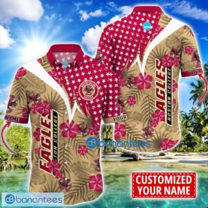 Boston College Eagles Star and Flower Pattern Tropical Hawaiian Shirt Summer Gift For Men Women Custom Name Product Photo 1