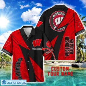 Wisconsin Badgers AOP Hawaiian Shirt Beach Summer Shirt Personalized Name For fans Product Photo 1