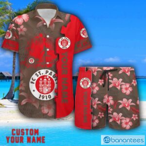 FC St. Pauli Tropical Combo Hawaiian Shirt And Shorts Personalized Name For Fans Product Photo 1