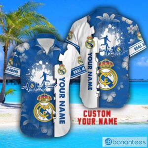 Real Madrid Tropical Combo Hawaiian Shirt And Shorts Personalized Name For Fans Product Photo 2