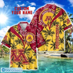Minnesota Golden Gophers Hawaii Shirt Vintage coconut Pattern Tropical Hawaiian Football Beach Shirts Custom Name Product Photo 1