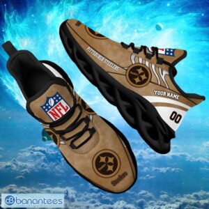 NFL Pittsburgh Steelers Logo Design Background Brown Gift Shoes For Fans Custom Name And Number Max Shoes Product Photo 1