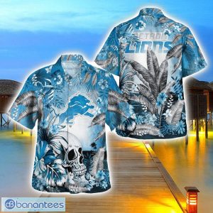 Detroit Lions Tropical Floral Skull 3D Hawaiian Shirt Beach Shirt Halloween Gift Product Photo 1