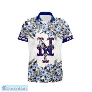 New York Mets Hibiscus Plumeria Flower 3D Printed Hawaiian Shirt Product Photo 2