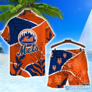 New York Mets Team Logo Colorful Pattern Hawaiian Shirt And Shorts Set Product Photo 2
