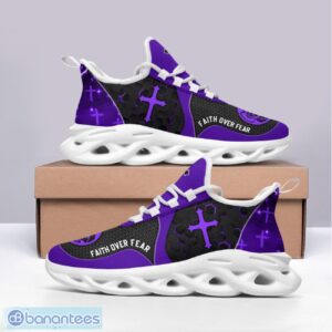 Jesus Faith Over Fear Clunky Purple Max Soul Shoes Running Sneakers Product Photo 2
