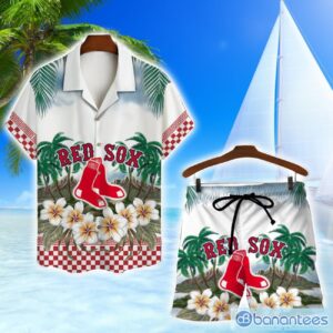Boston Red Sox Team Logo Flower Hawaiian Shirt And Shorts Beach Gift Product Photo 1