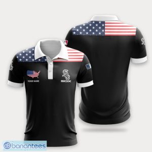 Chicago White Sox Flag Pattern And Sport Team Logo 3D Polo Shirt Custom Name For Fans Product Photo 1