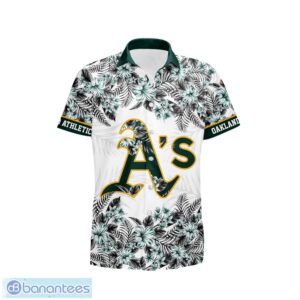 Oakland Athletics Hibiscus Plumeria Flower 3D Printed Hawaiian Shirt Product Photo 2
