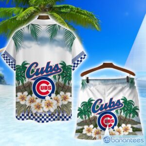 Chicago Cubs Team Logo Flower Hawaiian Shirt And Shorts Beach Gift Product Photo 2