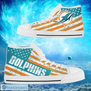 Miami Dolphins Custom America Flag Italic Vintage Style High Top Shoes Product Photo 2
